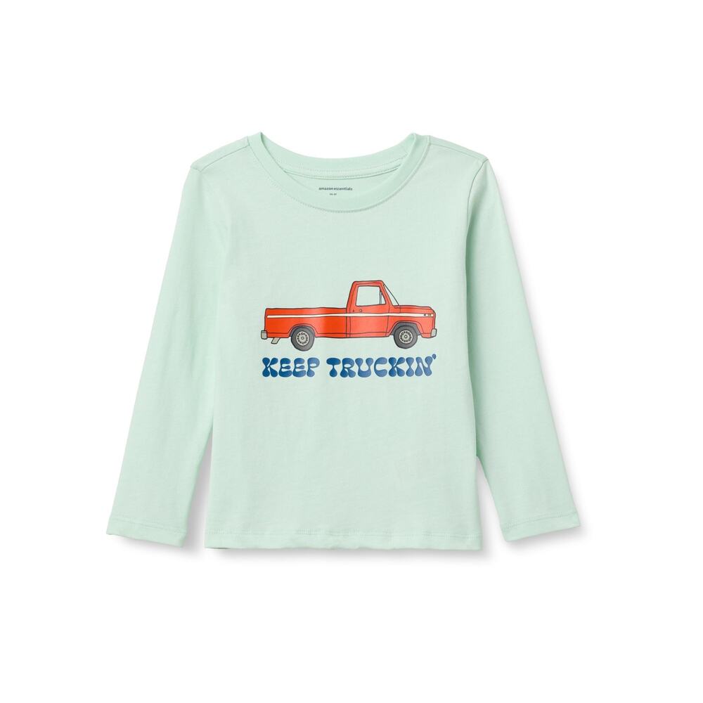 amazon essentials Boys Sz L T Shirt 9 Years Mint Green Truck Keep Truckin